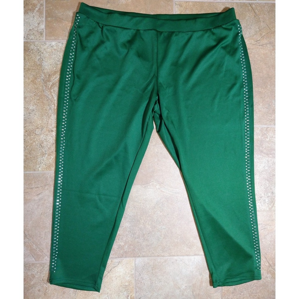 NWT 30/32 6X Torrid Green Pull-On Pants with Rhinestones, Casual or Dressy
